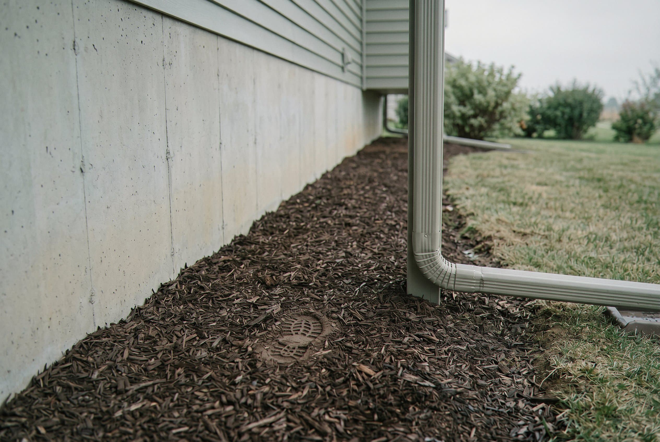 Foundation exterior clean proper grading installed